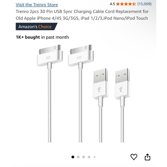 Brand New in Package Old IPhone, IPad, IPod Charging Cord - Picture 3 of 3